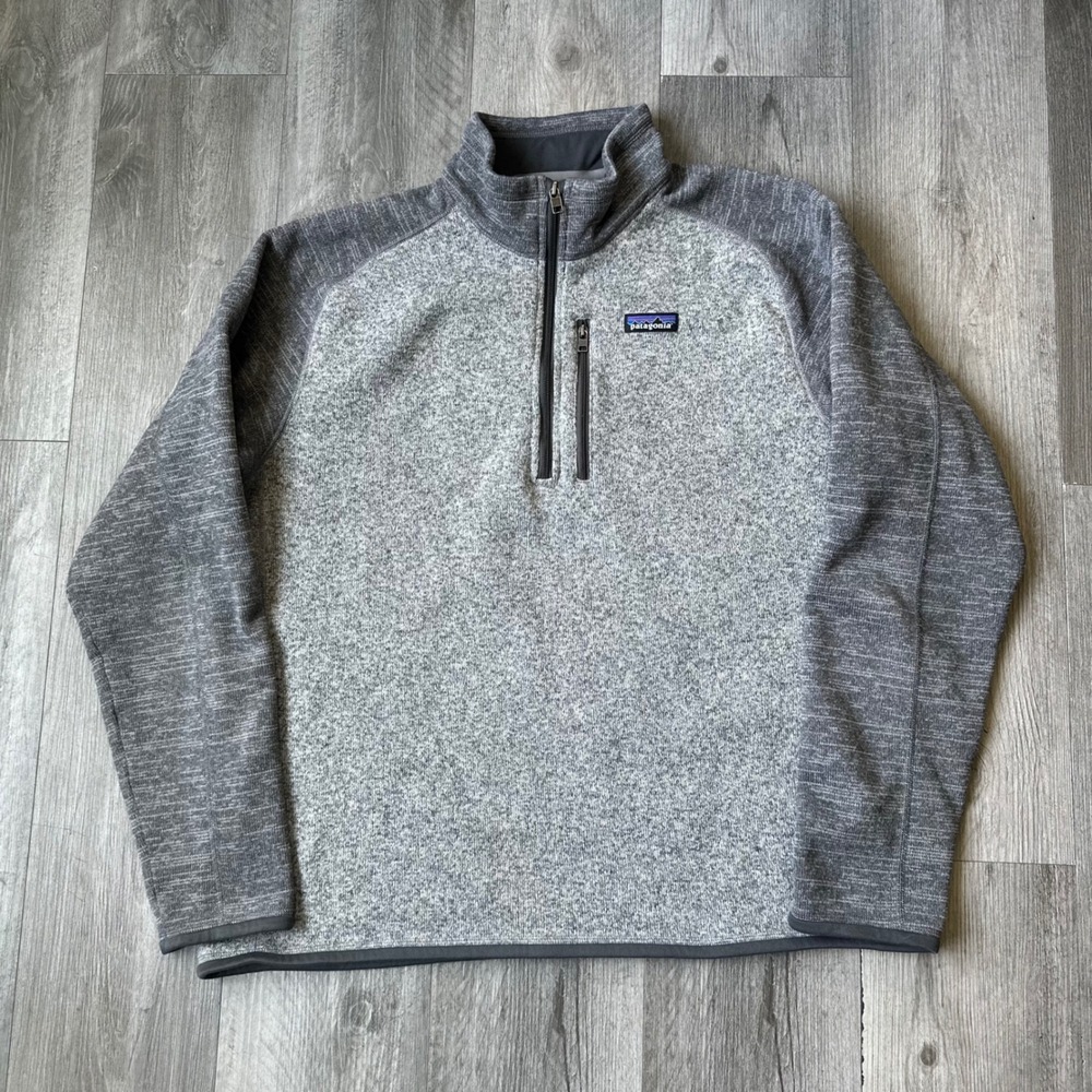 Patagonia Grey Heathered Quarter-Zip Fleece Pullover Jacket Men's XL